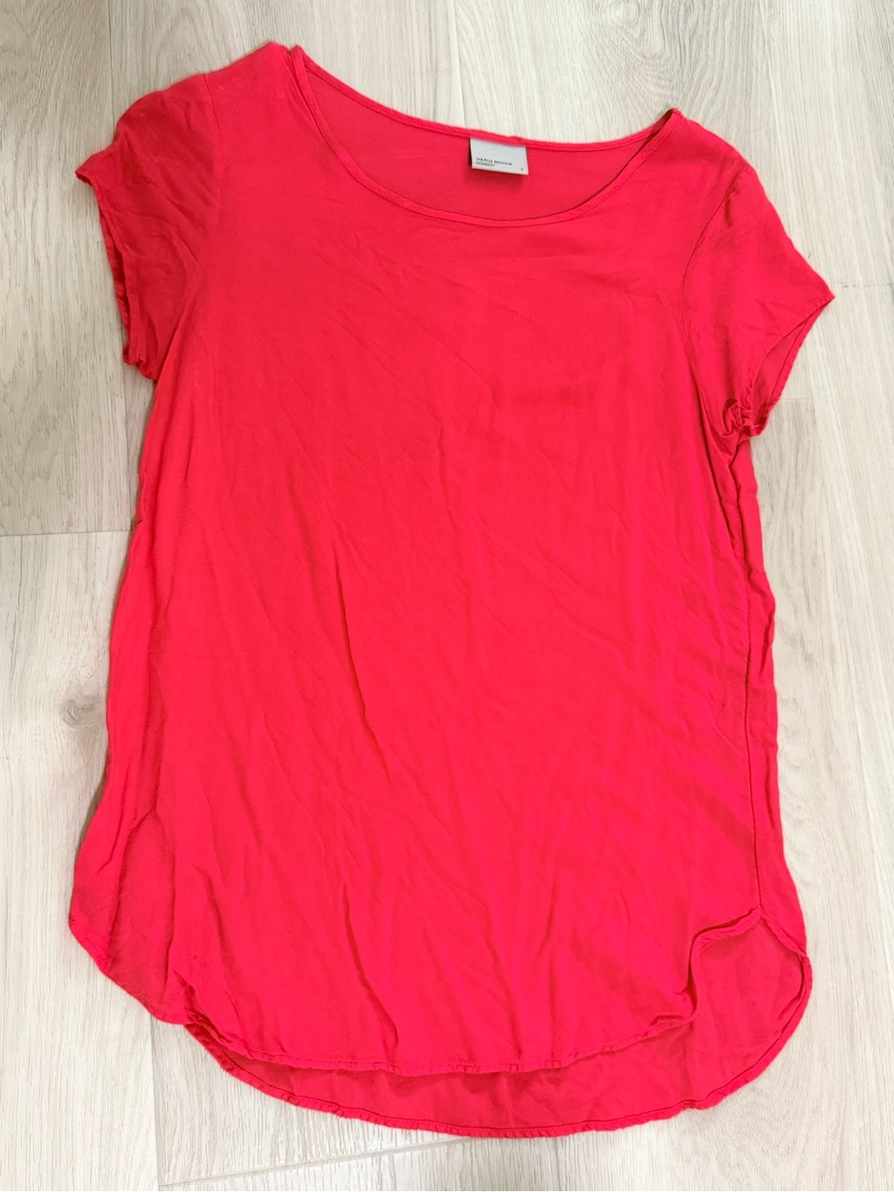 Vero Moda Scoop Neck Short Sleeve Tee - Hot Pink